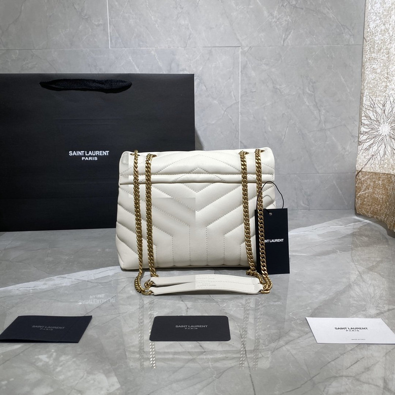 Saint Laurent Loulou Small Quilted Leather Shoulder Bag White