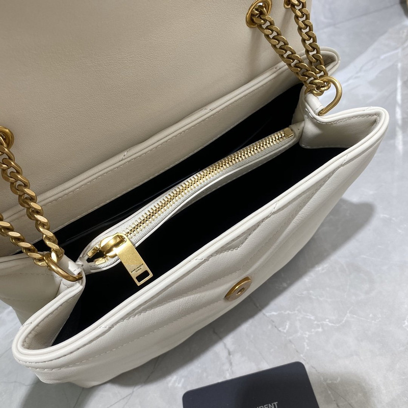 Saint Laurent Loulou Small Quilted Leather Shoulder Bag White