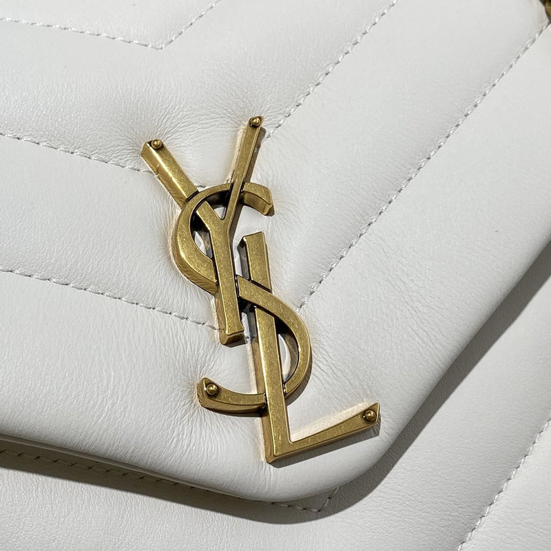 Saint Laurent Loulou Small Quilted Leather Shoulder Bag White