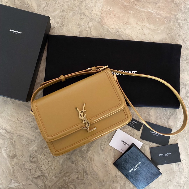 Saint Laurent Solferino Leather Bag Khaki M