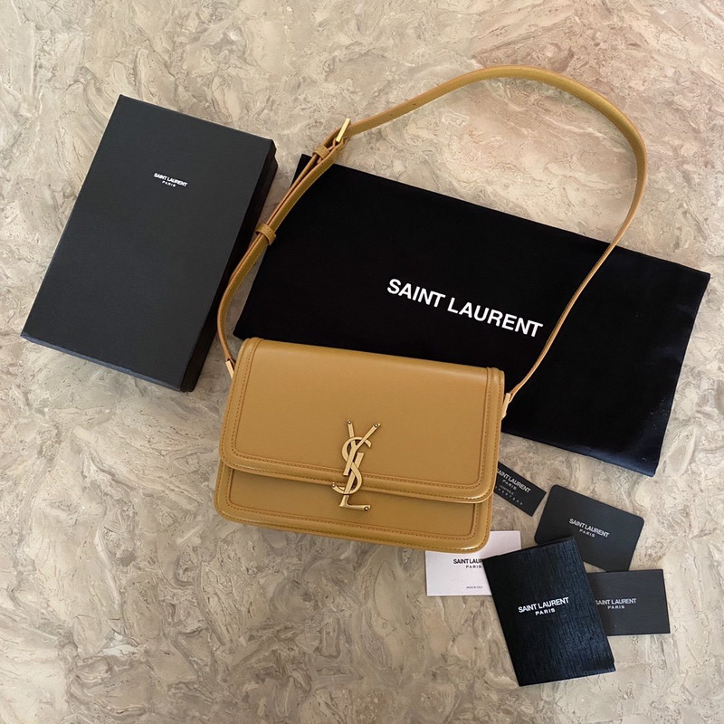 Saint Laurent Solferino Leather Bag Khaki M