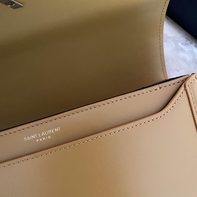 Saint Laurent Solferino Leather Bag Khaki M