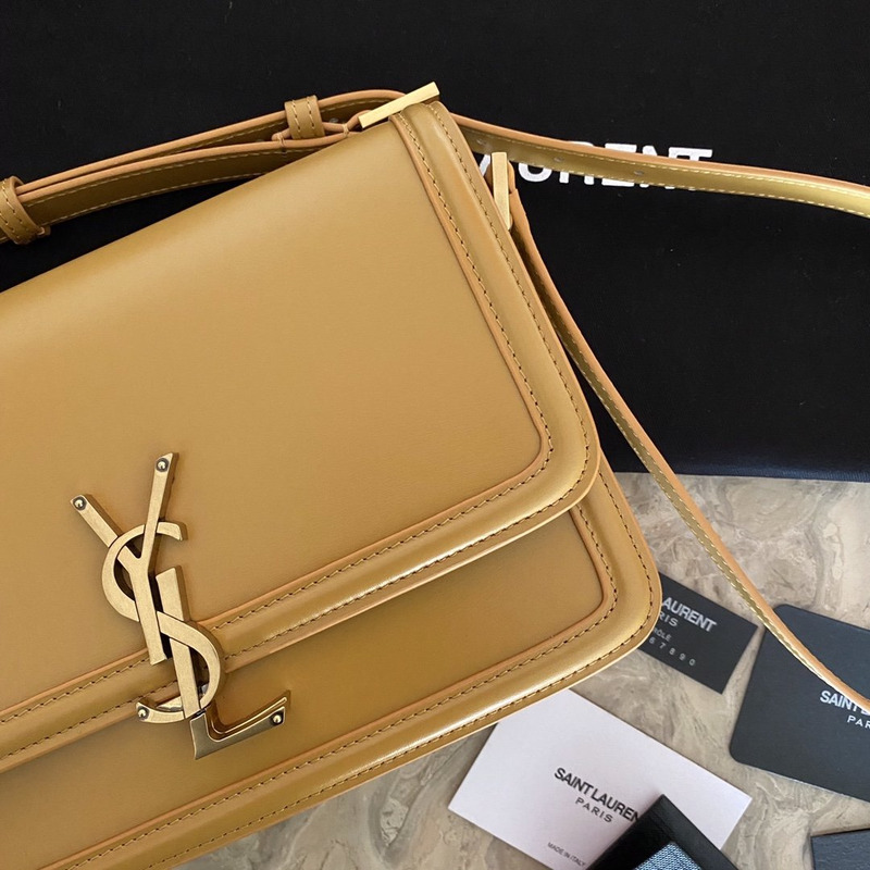 Saint Laurent Solferino Leather Bag Khaki M