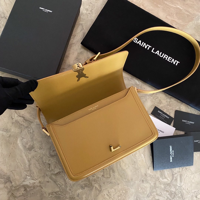 Saint Laurent Solferino Leather Bag Khaki M