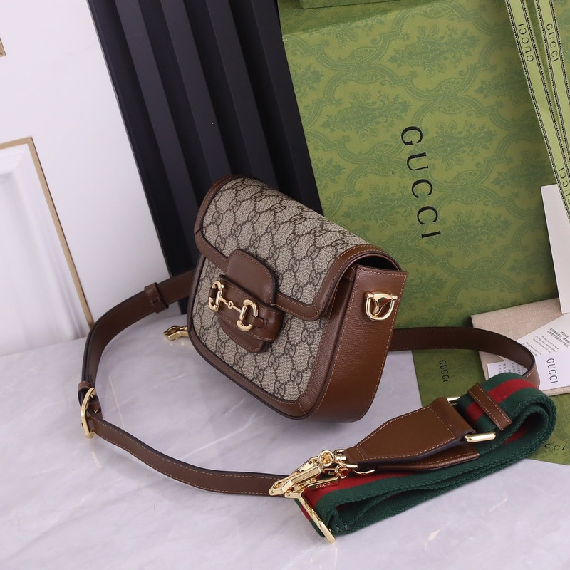 G*u*i horsebit 1955 mini leather trimmed shoulder bag