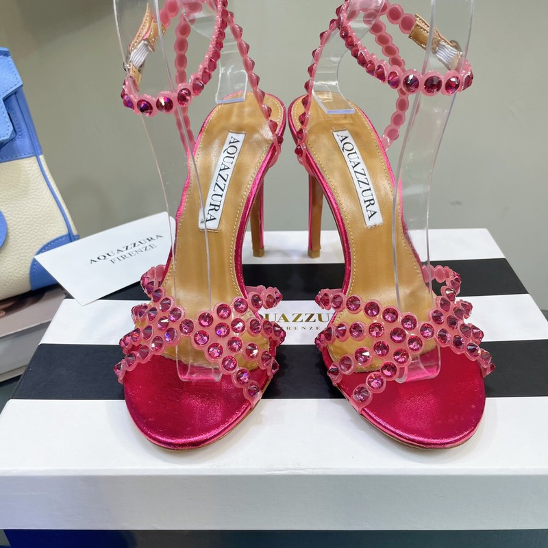 Aquazzura Tequila 105 Embellished Sandals Framboise