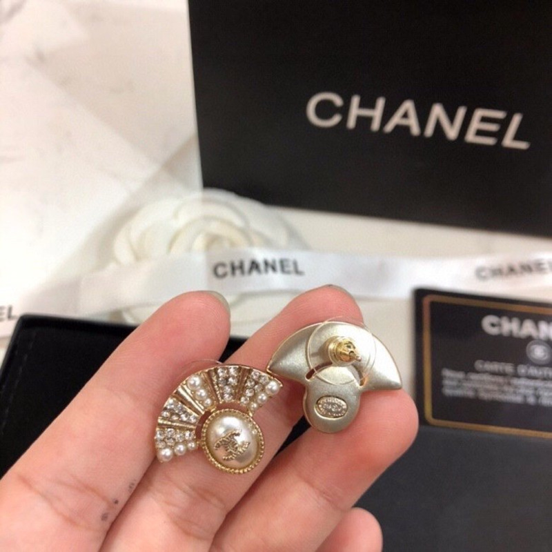 Ch*el fan shape earrings