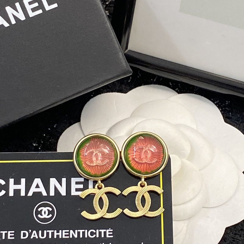 Ch*el Ch*el vintage earrings with cc danglers pink