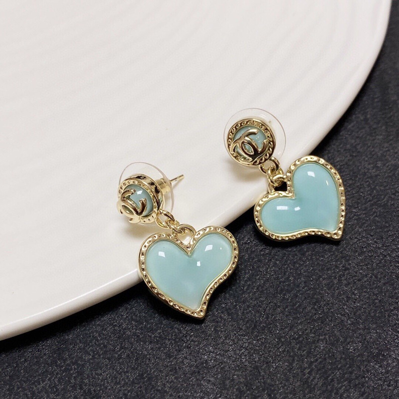 Ch*el heart drop earrings green