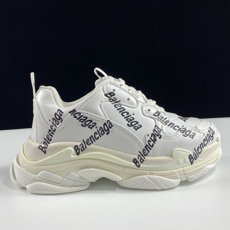 Ba*len*cia*ga triple s logotype trainers in white and black