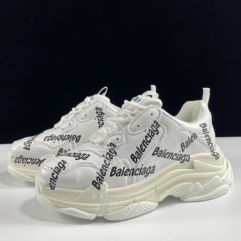 Ba*len*cia*ga triple s logotype trainers in white and black