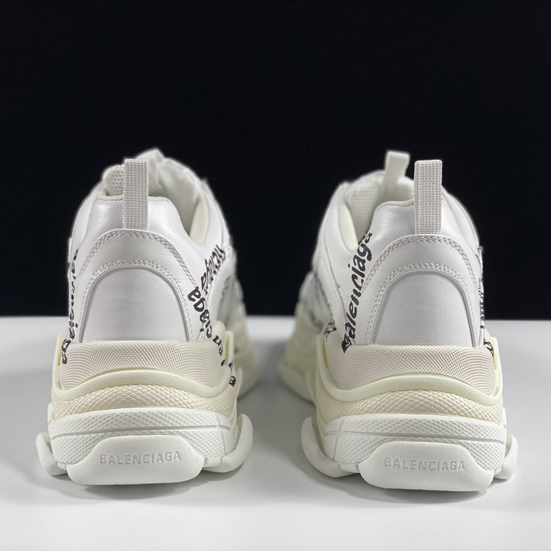 Ba*len*cia*ga triple s logotype trainers in white and black