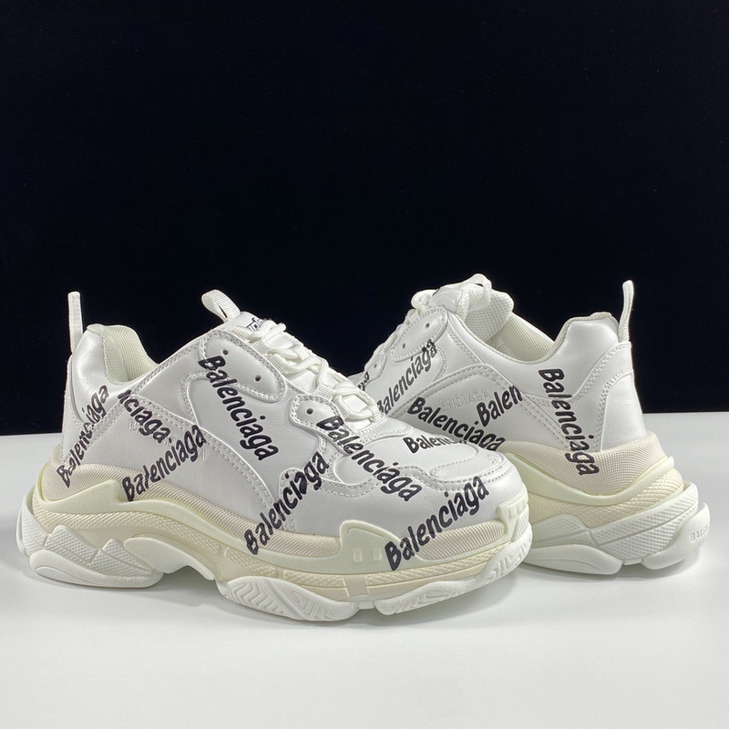 Ba*len*cia*ga triple s logotype trainers in white and black