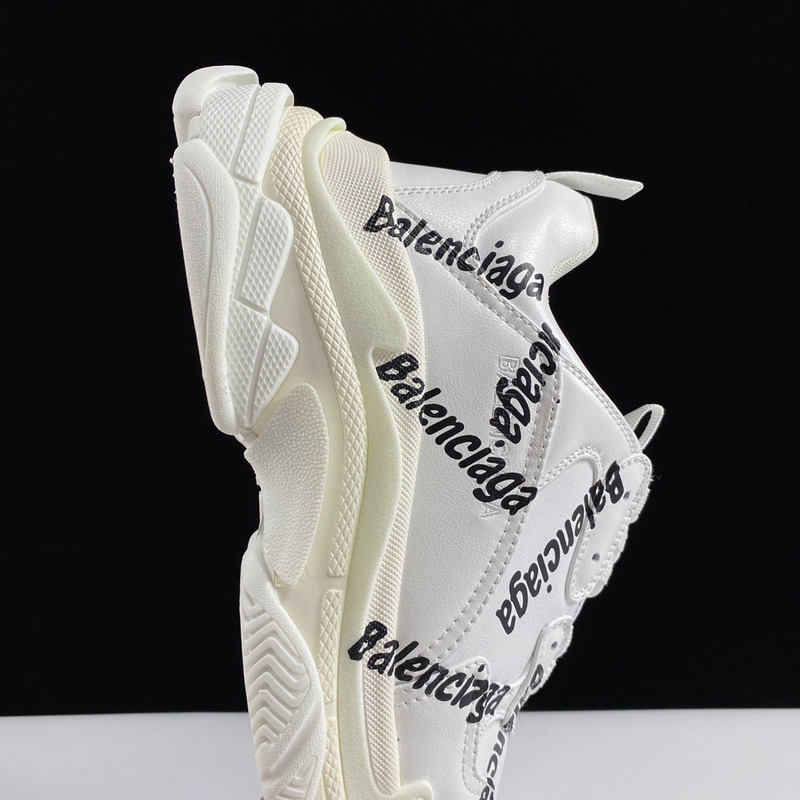 Ba*len*cia*ga triple s logotype trainers in white and black