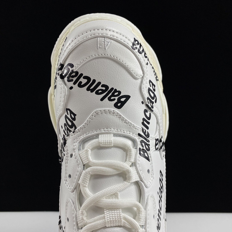 Ba*len*cia*ga triple s logotype trainers in white and black