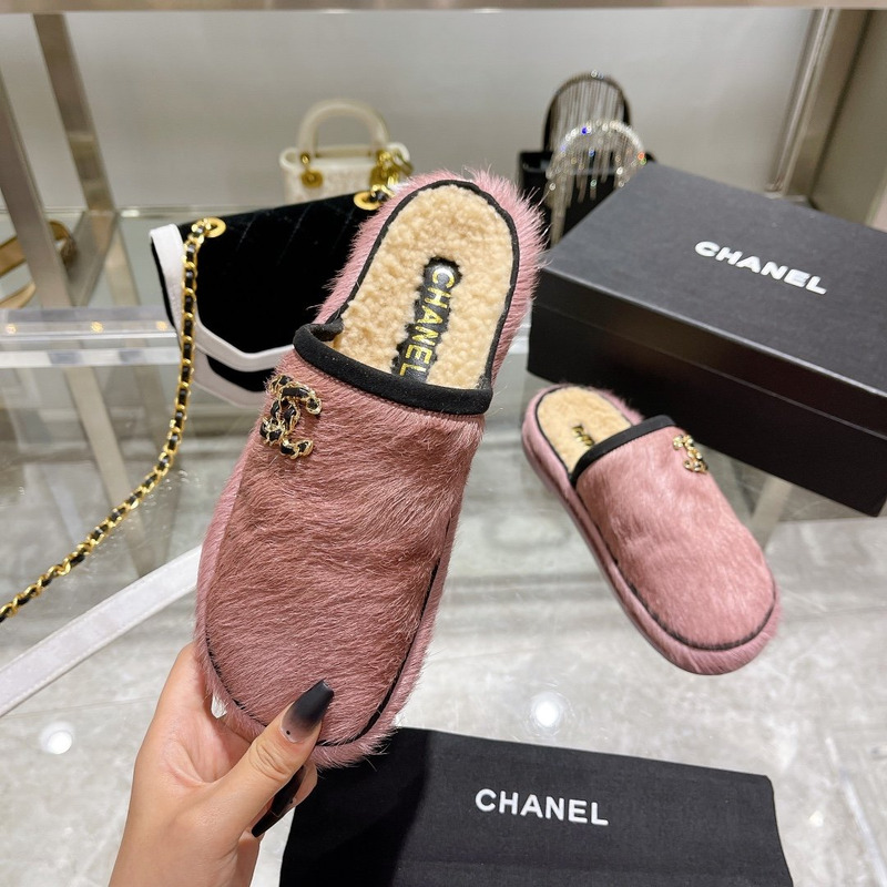 Ch*el pony style calfskin mules pink