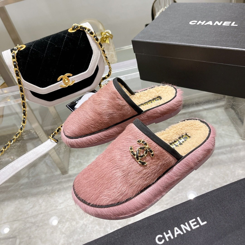 Ch*el pony style calfskin mules pink