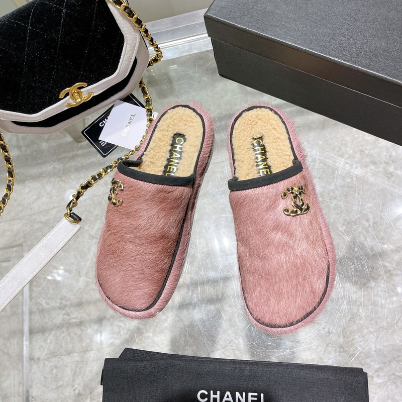 Ch*el pony style calfskin mules pink