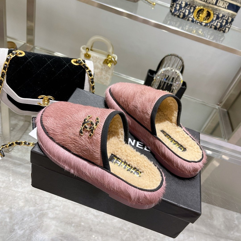 Ch*el pony style calfskin mules pink