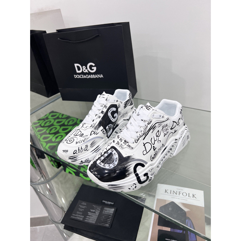 Dolce & Gabbana Daymaster Sneakers in Nappa Calfskin Black & White