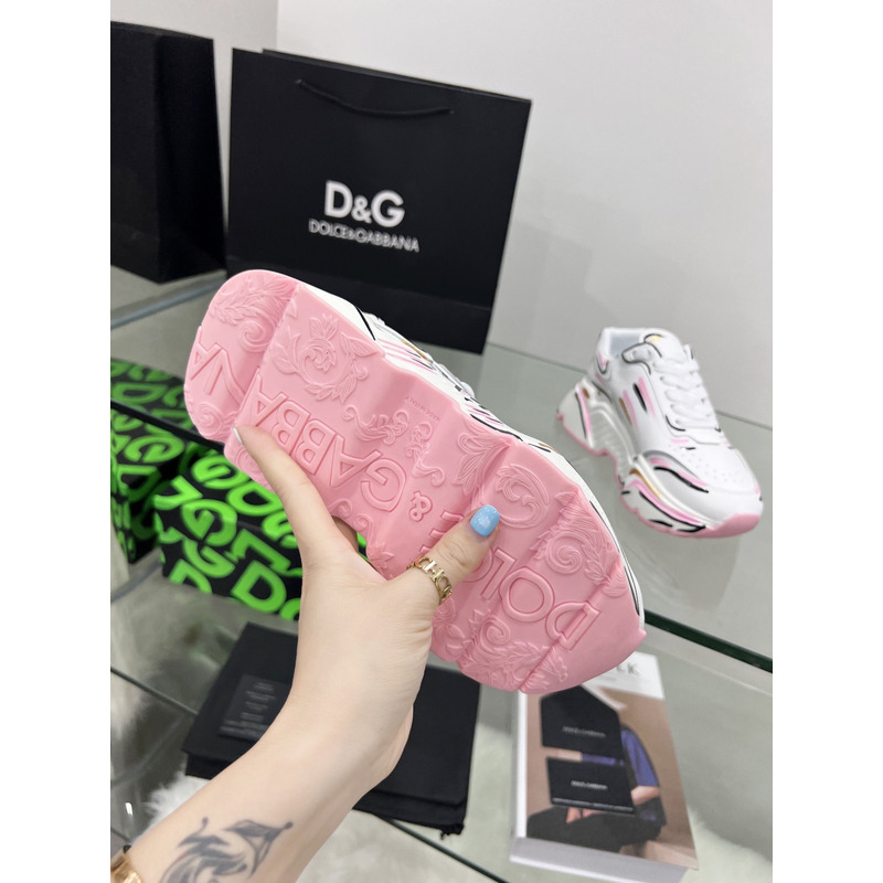 Dolce & Gabbana Daymaster Sneakers in Nappa Calfskin White & Pink