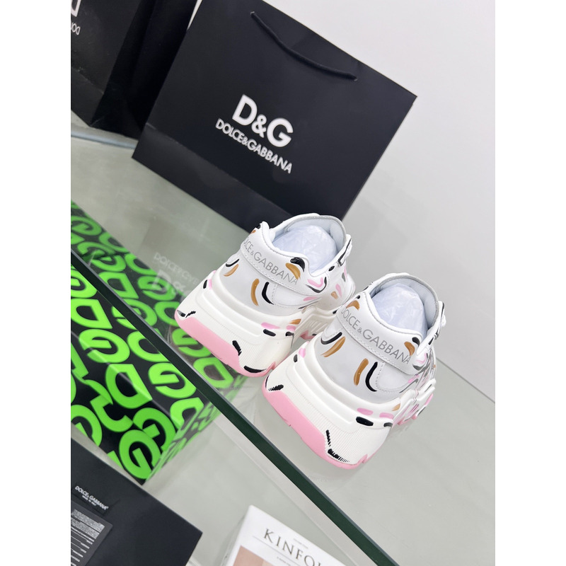 Dolce & Gabbana Daymaster Sneakers in Nappa Calfskin White & Pink