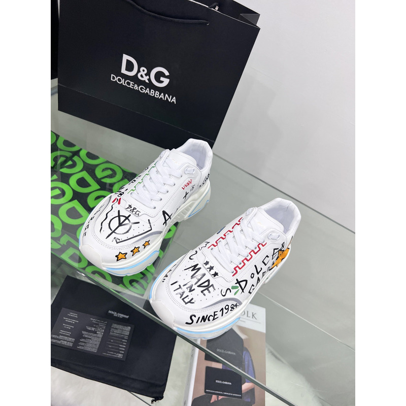 Dolce & Gabbana Daymaster Sneakers in Nappa Calfskin White & Pink