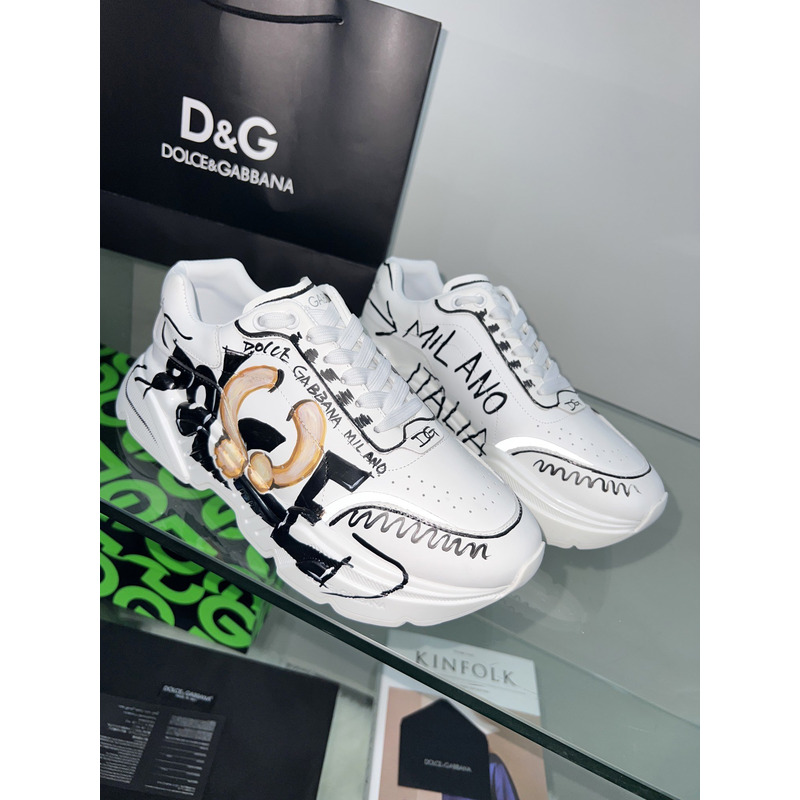 Dolce & Gabbana Daymaster Sneakers in Nappa Calfskin White & Black