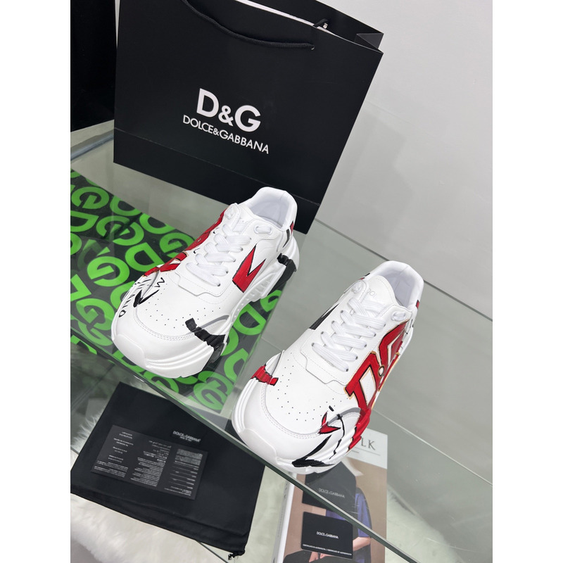 Dolce & Gabbana Daymaster Sneakers in Nappa Calfskin 1984 White & Red