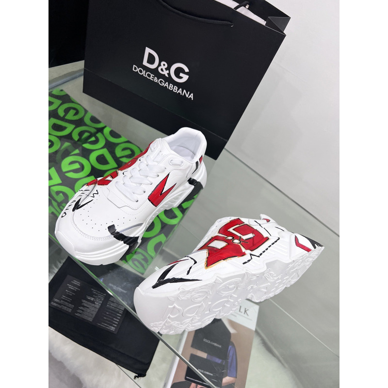 Dolce & Gabbana Daymaster Sneakers in Nappa Calfskin 1984 White & Red