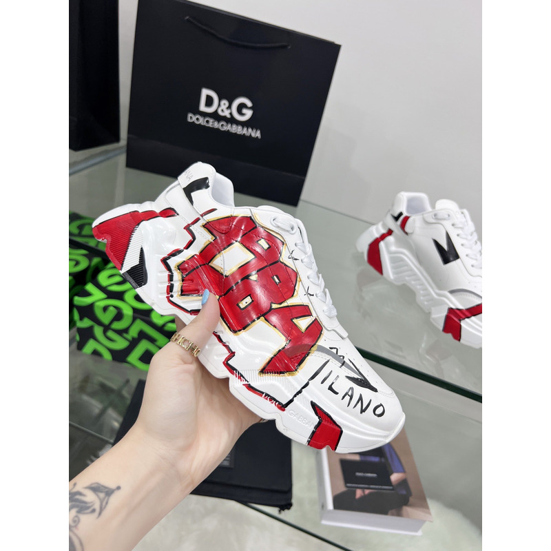 Dolce & Gabbana Daymaster Sneakers in Nappa Calfskin 1984 White & Red