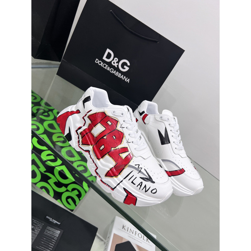 Dolce & Gabbana Daymaster Sneakers in Nappa Calfskin 1984 White & Red