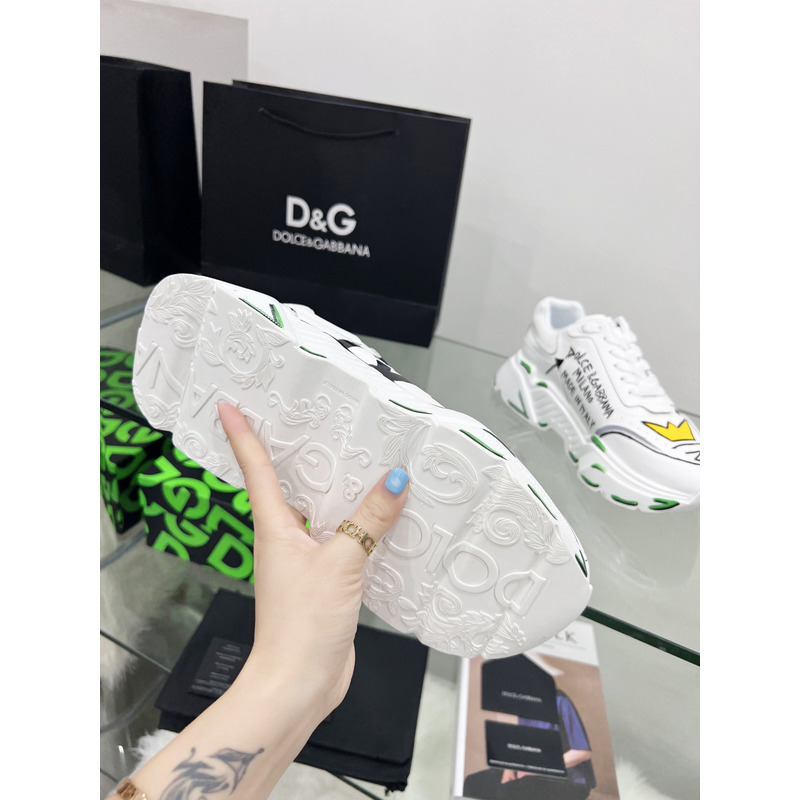 Dolce & Gabbana Daymaster Sneakers in Nappa Calfskin White & Green