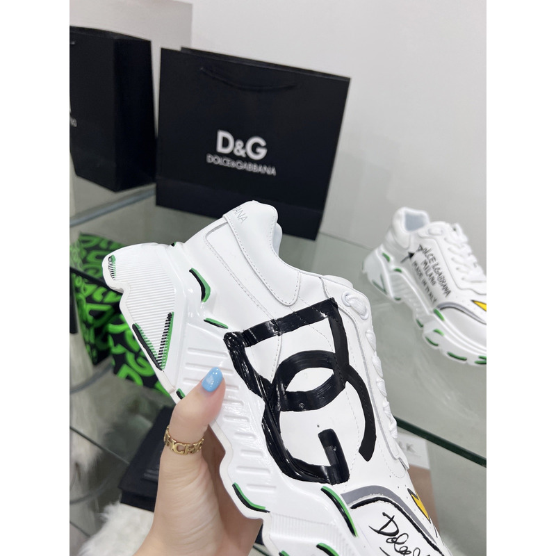 Dolce & Gabbana Daymaster Sneakers in Nappa Calfskin White & Green