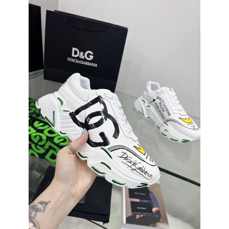 Dolce & Gabbana Daymaster Sneakers in Nappa Calfskin White & Green