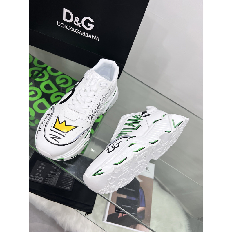 Dolce & Gabbana Daymaster Sneakers in Nappa Calfskin White & Green