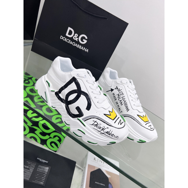 Dolce & Gabbana Daymaster Sneakers in Nappa Calfskin White & Green