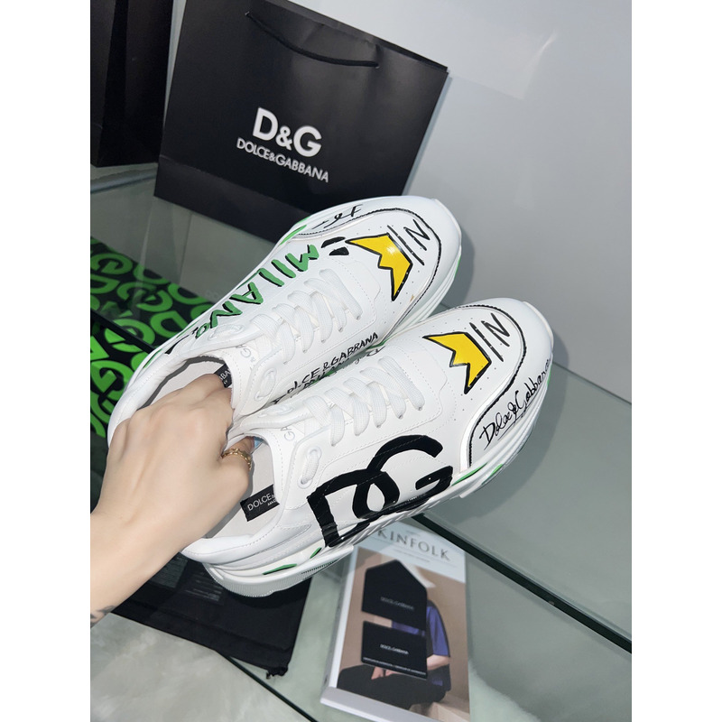 Dolce & Gabbana Daymaster Sneakers in Nappa Calfskin White & Green