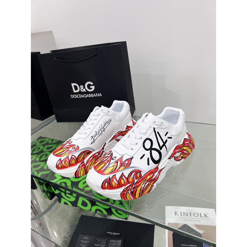 Dolce & Gabbana Daymaster Sneakers in Nappa Calfskin White & Red