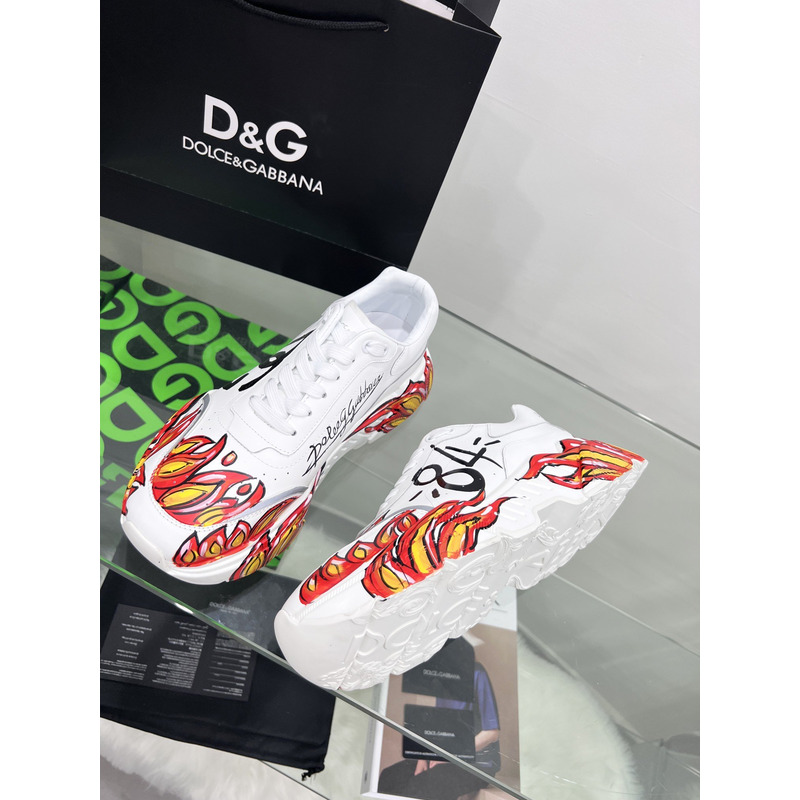 Dolce & Gabbana Daymaster Sneakers in Nappa Calfskin White & Red