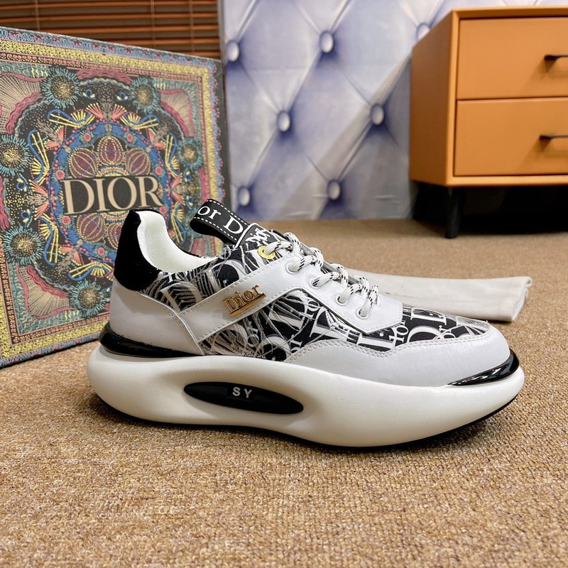 D*or 2021 summer new breathable canvas daddy shoes leather printing shoes white and black