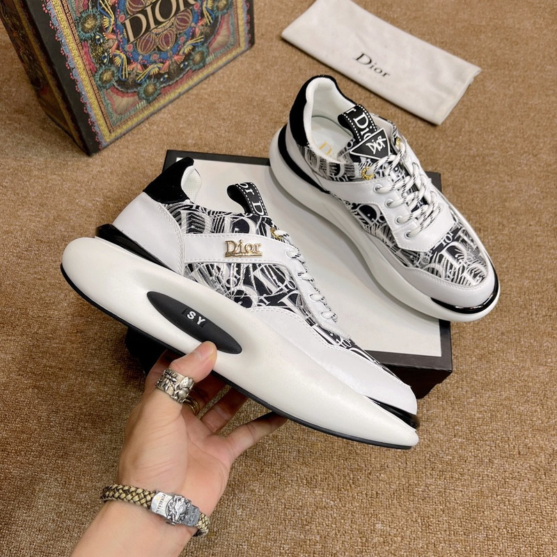 D*or 2021 summer new breathable canvas daddy shoes leather printing shoes white and black