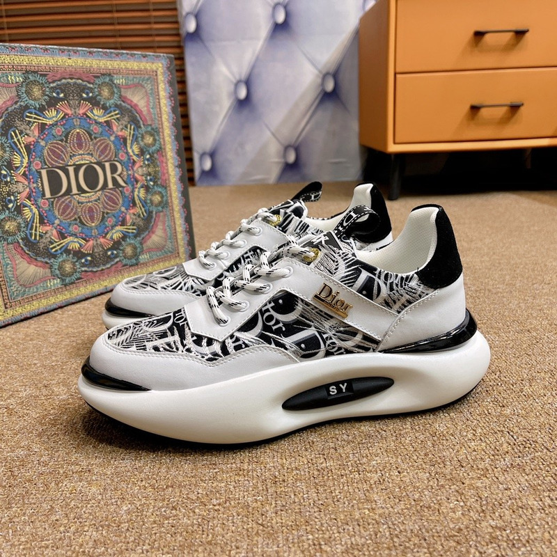 D*or 2021 summer new breathable canvas daddy shoes leather printing shoes white and black