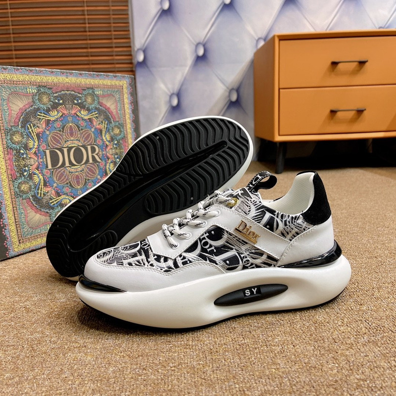 D*or 2021 summer new breathable canvas daddy shoes leather printing shoes white and black