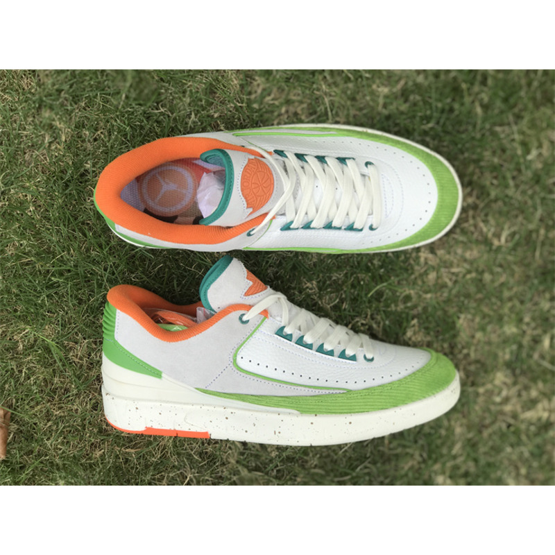 Jordan 2022 Titan x Nike Air Jordan 2 Low Sail Safety Orange Chlorophyll Coconut Milk