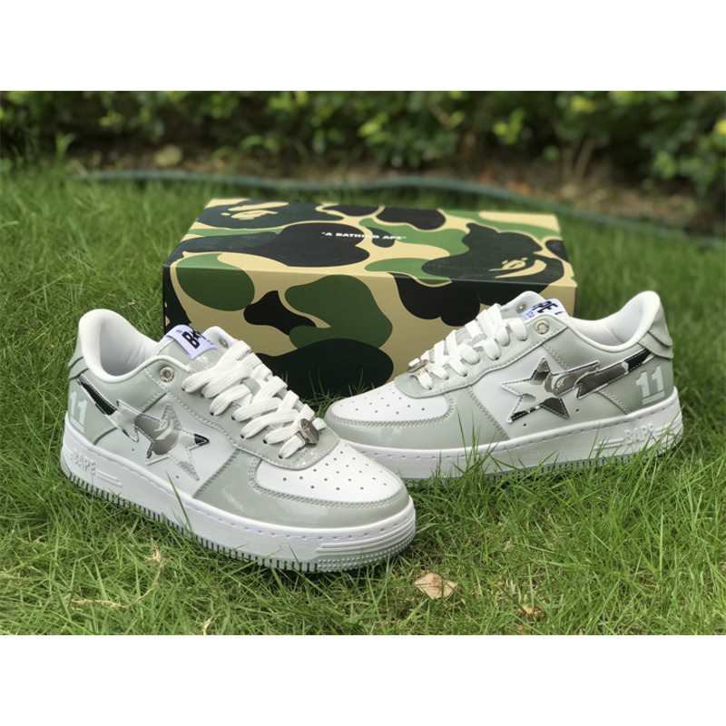 A Bathing Ape Bapesta Gray Sneaker 1H70M91003