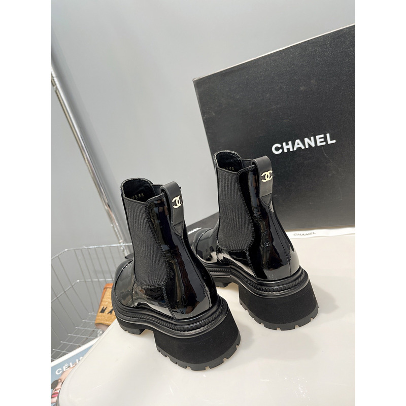 Ch*el leather ankle boots black