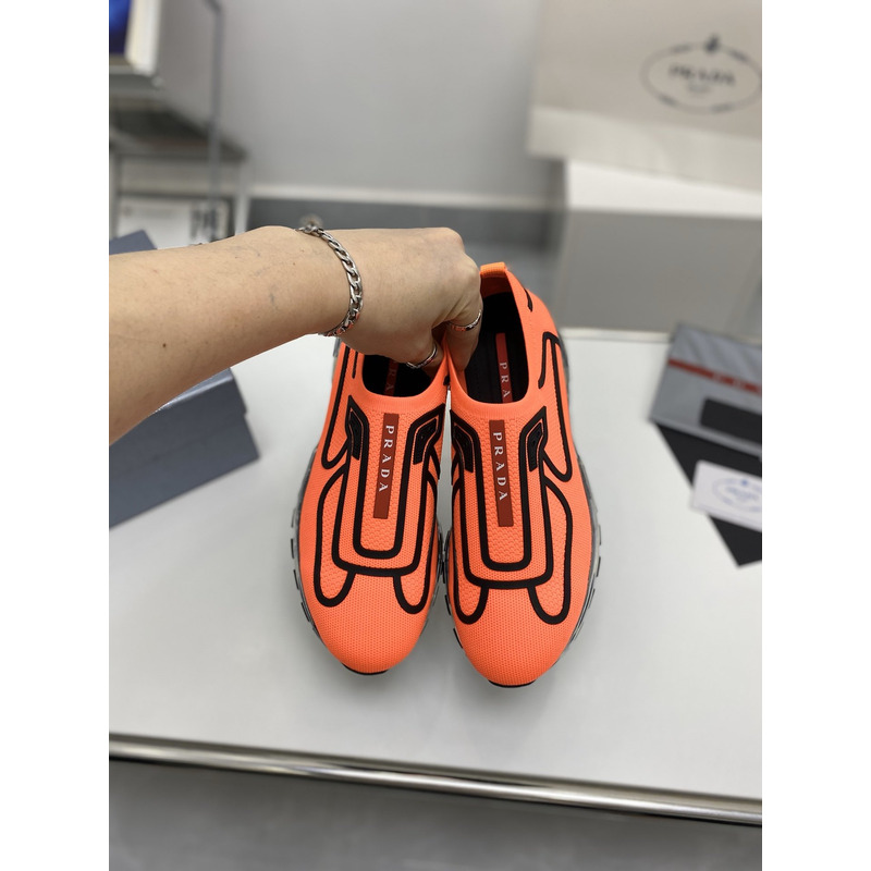 Pra*a men bike knit sneakers orange