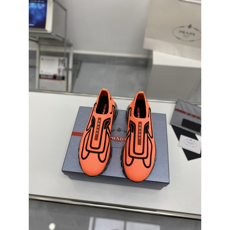 Pra*a men bike knit sneakers orange