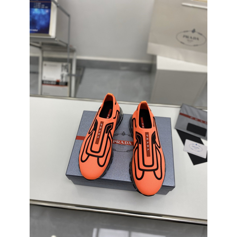 Pra*a men bike knit sneakers orange